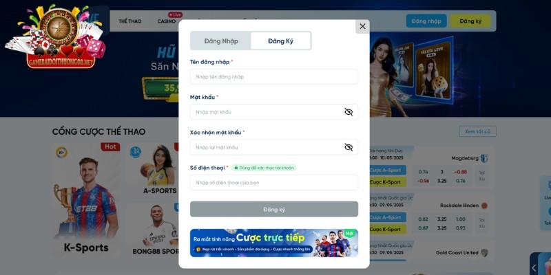 3 bước lập tài khoản chơi tại 8Live