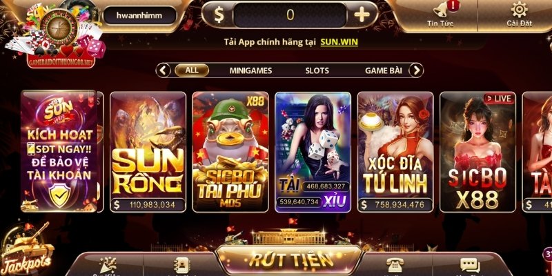 Danh sách chuyên mục game của Sunwin